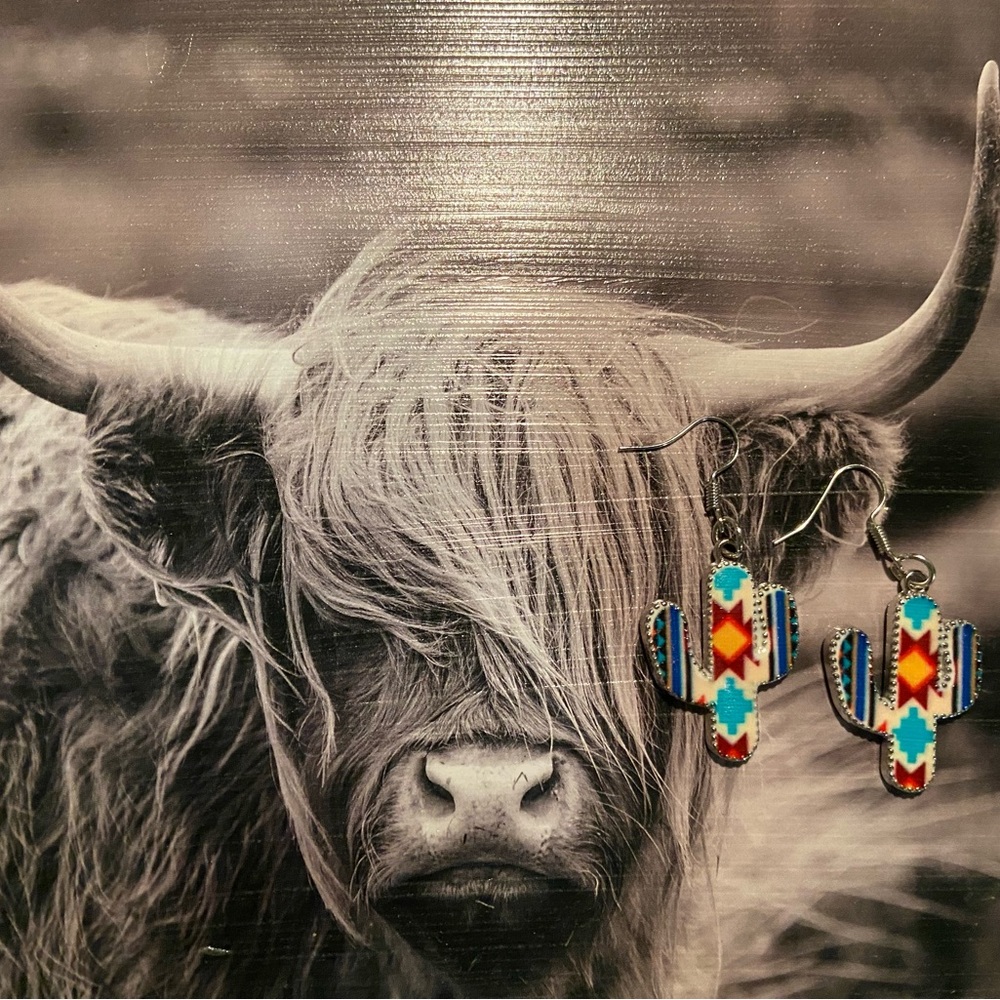 Aztec cactus earrings